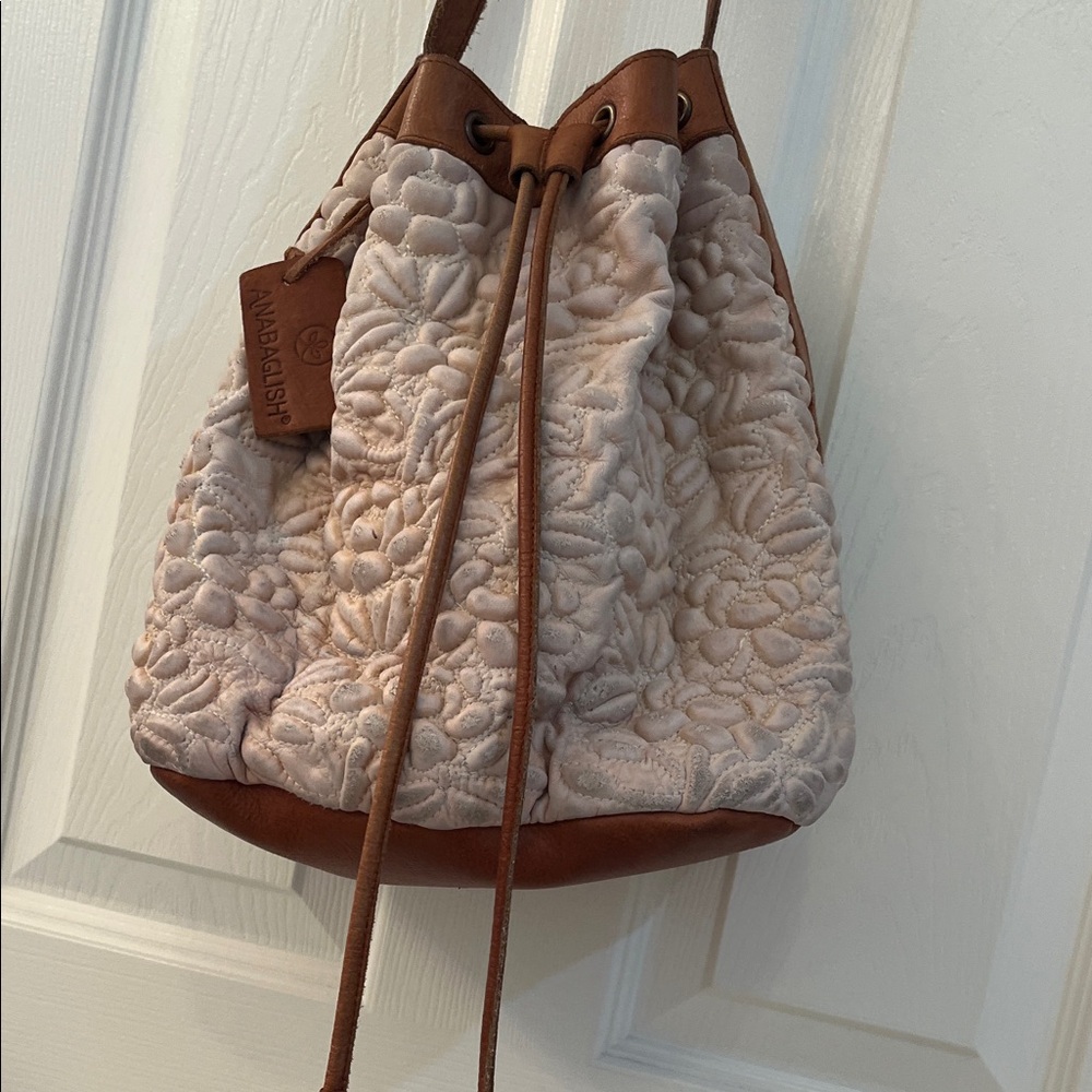 Floral Embroidered Leather Shoulder Bag